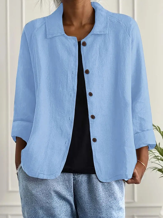 Women's Lightweight Shirt Cardigan Cotton Linen Blend