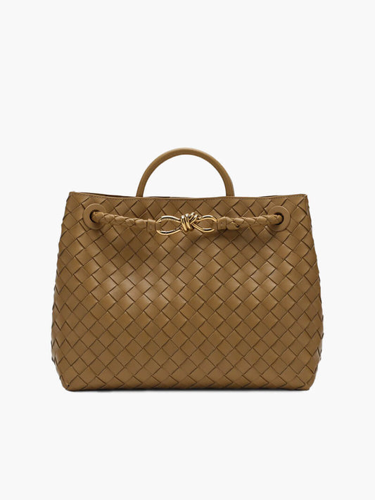 Braided Structured Medium Tote Bag with Top Handles