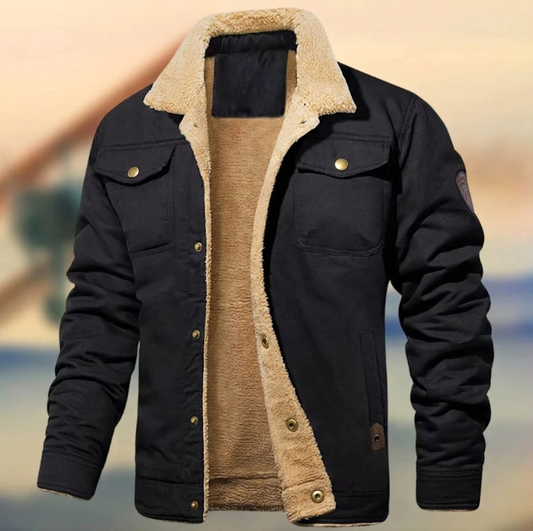 Men's Button-Down Jacket With Sherpa Collar