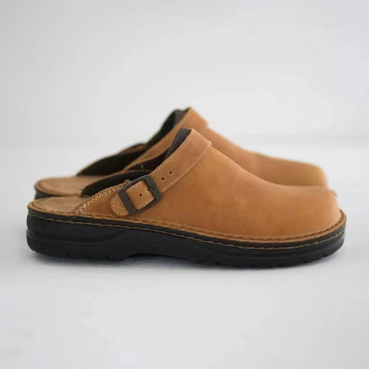 Classic Leather Slip-On Slippers