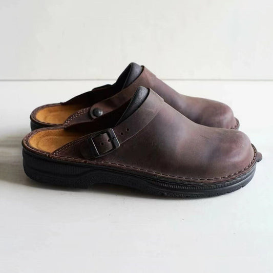 Classic Leather Slip-On Slippers