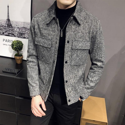 Men's Button-Down Plaid Overshirt Jacket