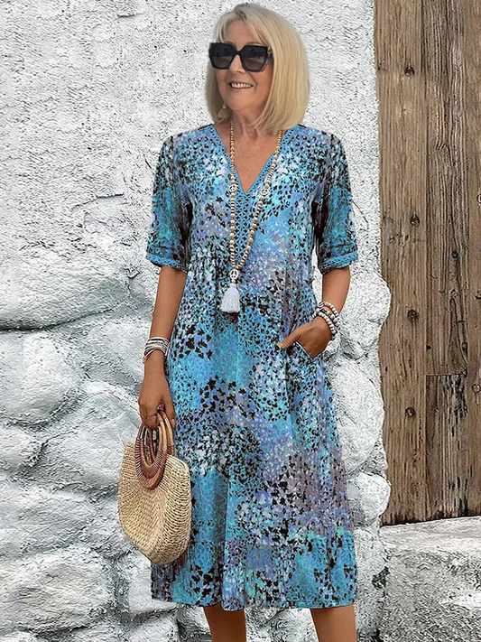 Printed Pocket Midi Dress