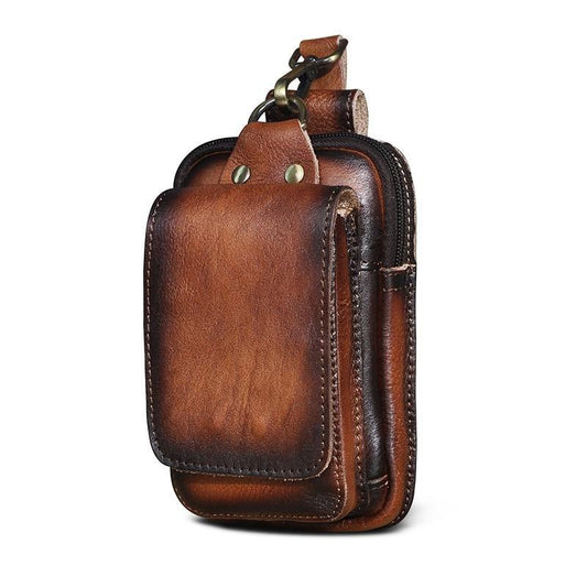 Adjustable Cowhide Leather Hands-Free Waist Bag