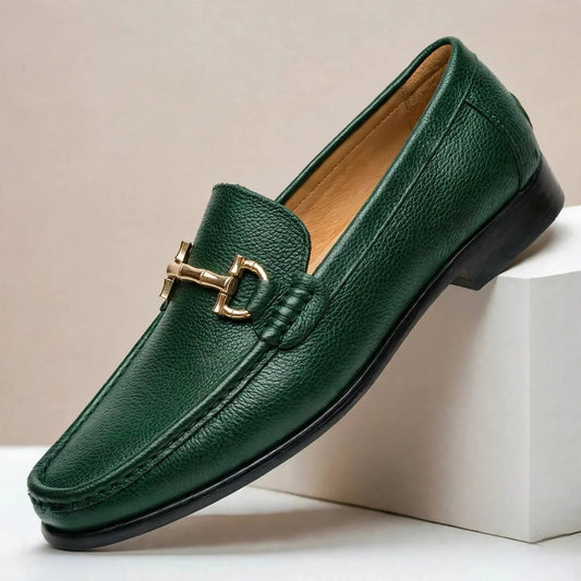 Men's Moc Toe Textured Loafers With Metal Hardware