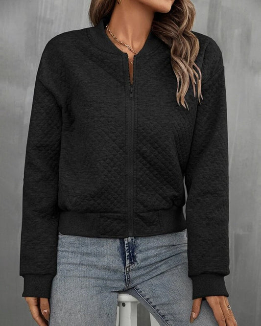 Women's Zip-Up Quilted Bomber Jacket
