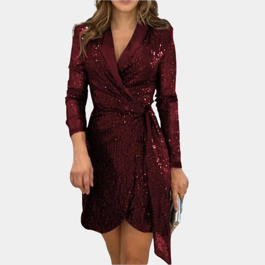 Elviana Belted Sequin Blazer Dress