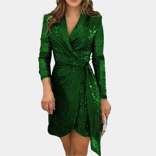 Elviana Belted Sequin Blazer Dress