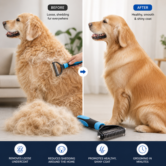 Dual Sided Deshedding Brush for Dogs and Cats