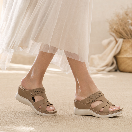 Woven Cross-Strap Orthopedic Wedge Sandals with Arch Support