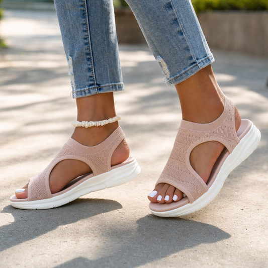 Contoured Arch Support Sandals With Mesh Upper