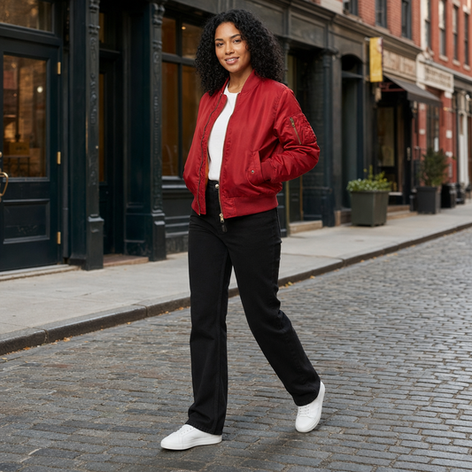 Satin Utility Bomber Jacket - street style