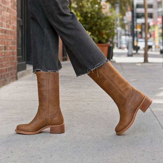 Sleek Leather Ankle-Length Zip Boots - lifestyle shot