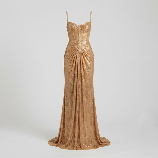 Metallic Corset Bodice Maxi Dress