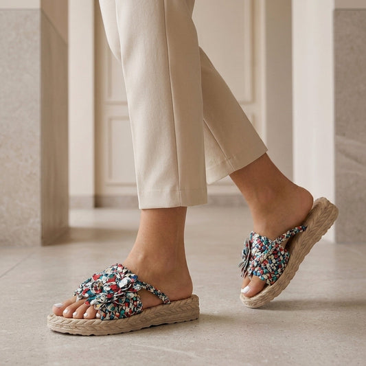 Women's Woven Strap Platform Slide Sandals