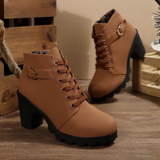 Jane Orthopedic Lace-Up Block Heel Ankle Boots