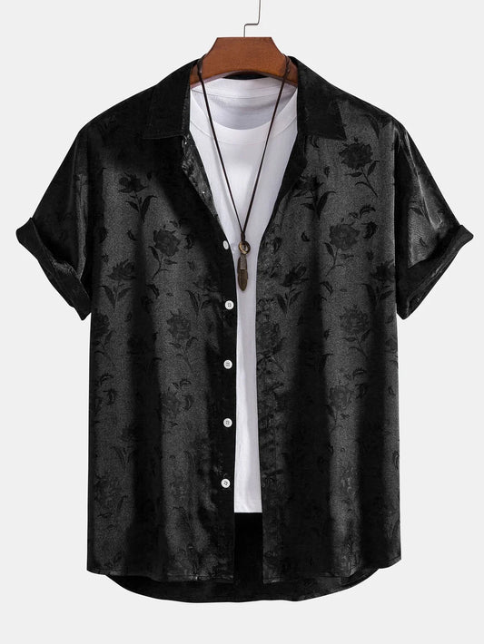 Rose Embroidered Relaxed Fit Men's Shirt