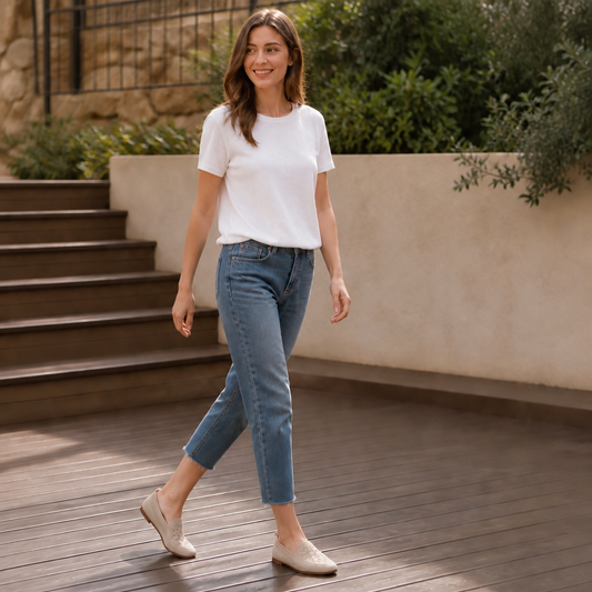Wide Toe Box Knit Slip-On Sneakers