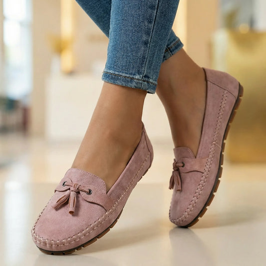Memory Foam Suede Loafers For Wide Feet