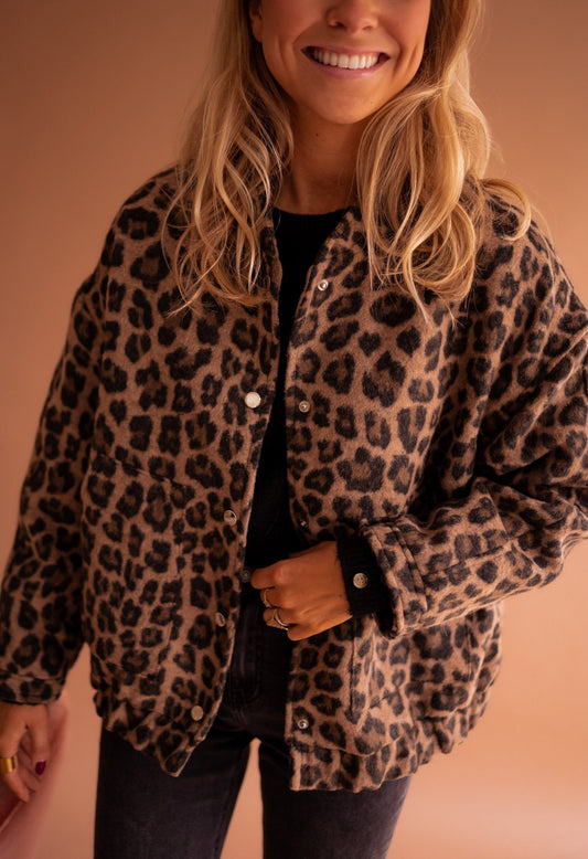 Lightweight Leopard Print Open Front Jacket