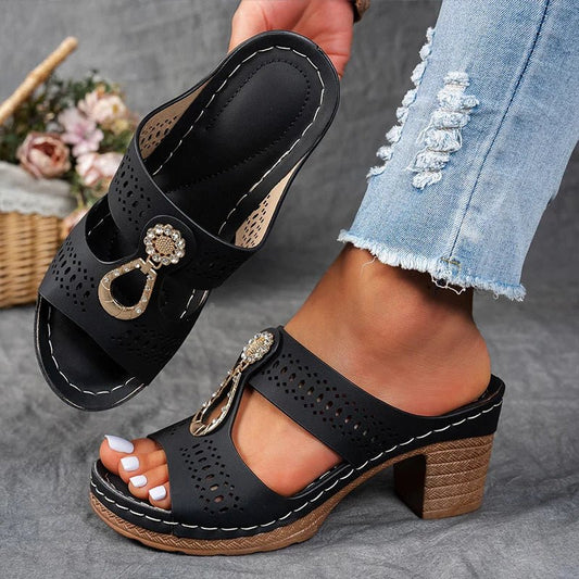Embellished Strap Orthopedic Sandals with Supportive Sole