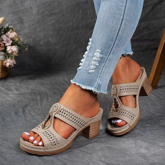 Embellished Strap Orthopedic Sandals with Supportive Sole