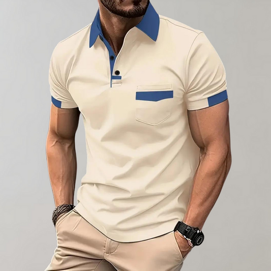 Men's Regular Fit Polo Shirt with Ribbed Collar