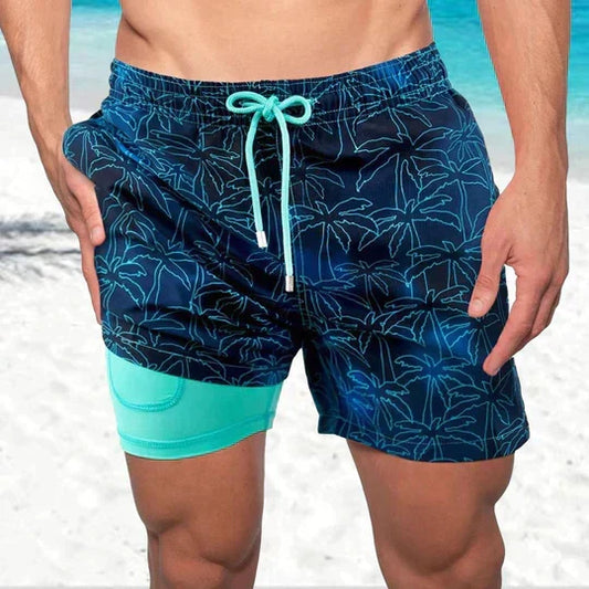Men's Quick Dry Swim Shorts with Compression Liner