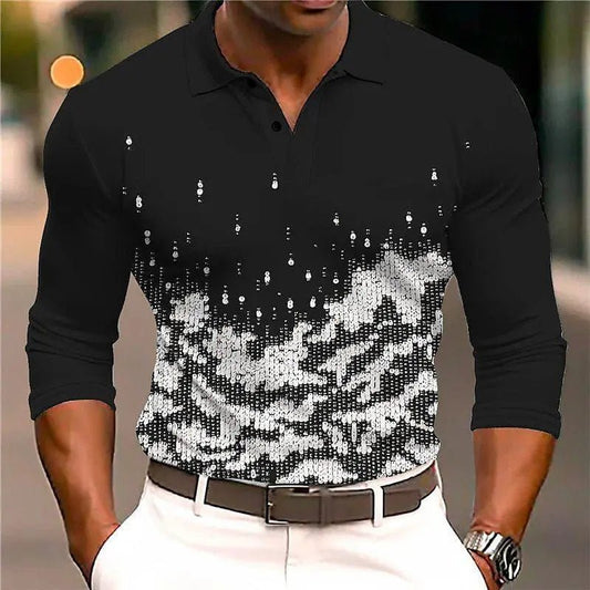 Men's Slim Fit Polo Shirt With Glitter Print