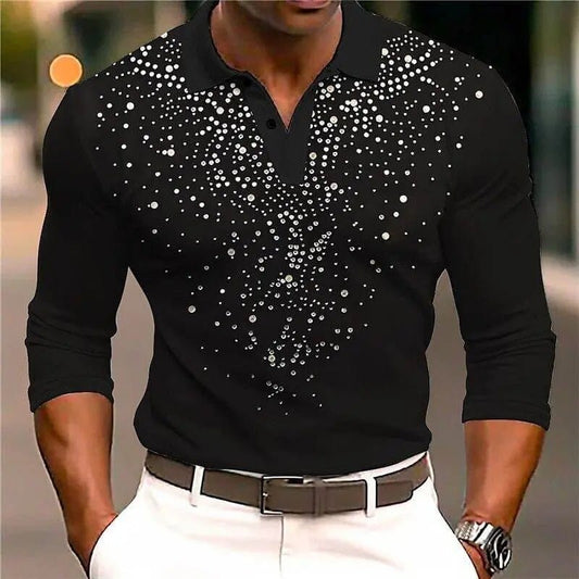Men's Slim Fit Polo Shirt With Glitter Print