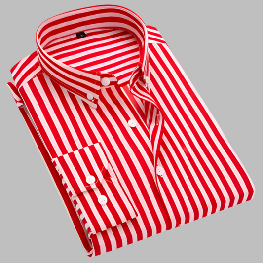Men's Striped Cotton Oxford Button-Down Shirt