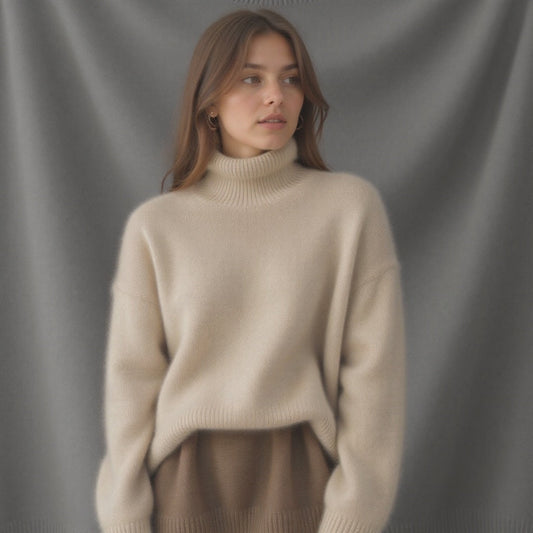 Oversized Turtleneck Cashmere Sweater for Women
