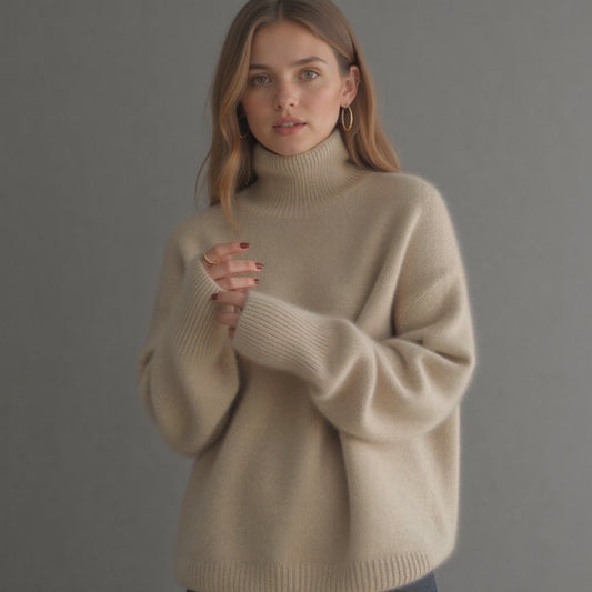 Oversized Turtleneck Cashmere Sweater for Women