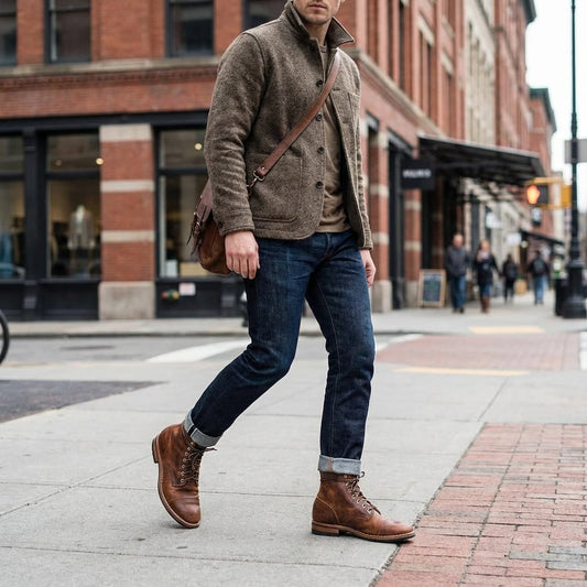 Hook and Loop Ankle Boots for Men