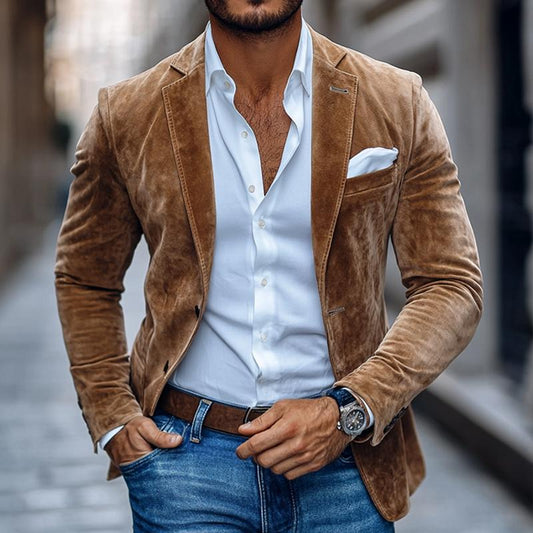 Men's Slim Fit Suede Blazer