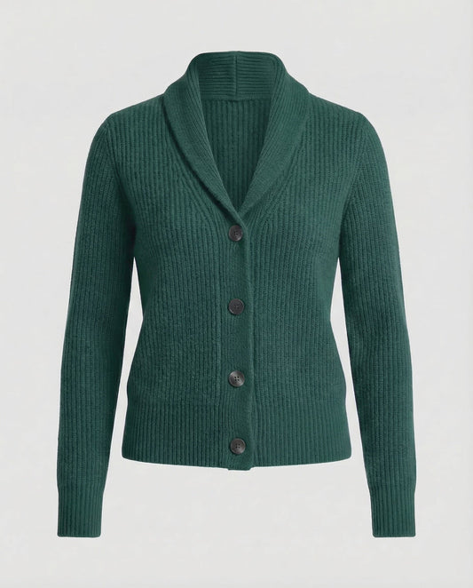 Lapel Collar Knit Cardigan With Button Front
