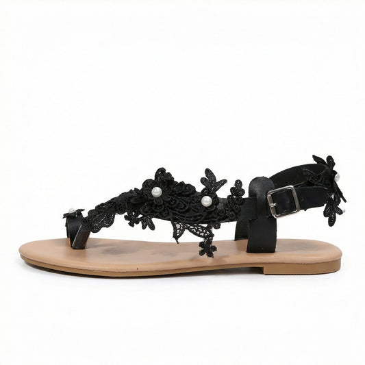 Women's Floral Embellished Flat Sandals