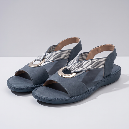 Woven Elastic Strap Contoured Comfort Sandals