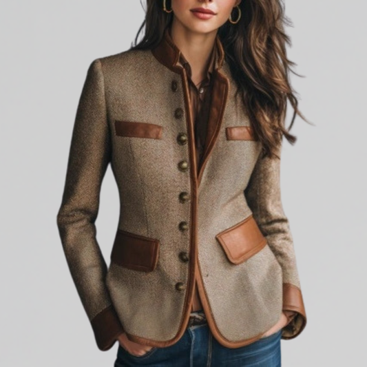 Women's Band Collar Fitted Blazer