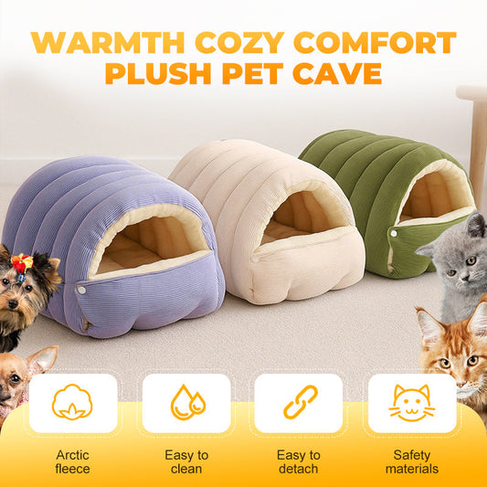 Plush Covered Cave Pet Bed