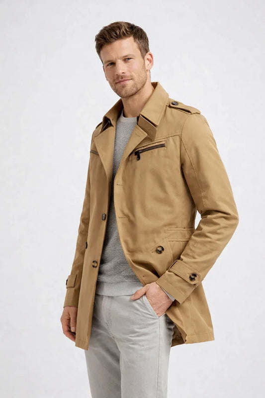Men's Classic Lapel Collar Trench Coat