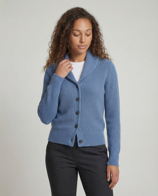 Lapel Collar Knit Cardigan With Button Front