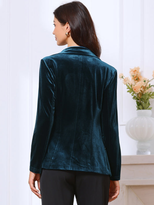 Velvet Blazer With Satin Lapel Detail