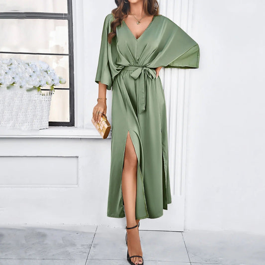 V-Neck Spring Midi Dress