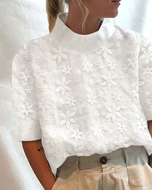 Women's Embroidered Blouson Top