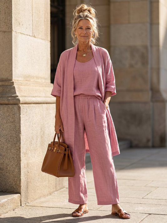 Wide-Leg Duster Loungewear Set