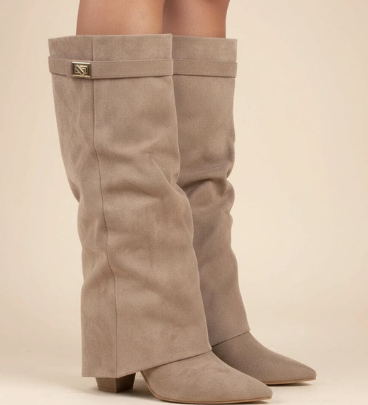 Knee-High Slouch Boots with Pointed Toe
