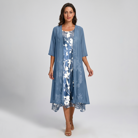 Layered Open Front Midi Dress