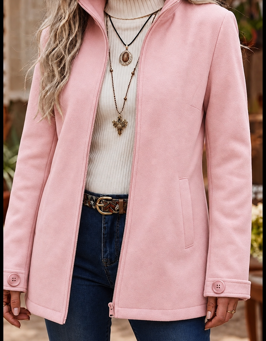 Stand Collar Zip Up Winter Jacket