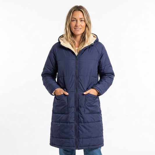 Longline Quilted Puffer Jacket With Hood